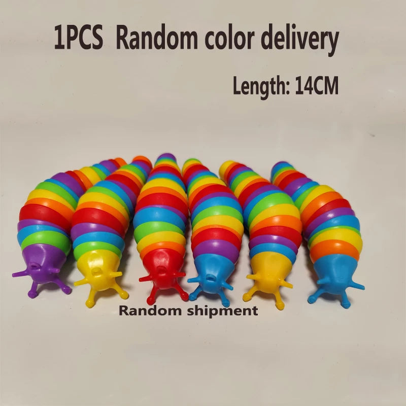 3D Slug Fidget Toy Colorful Slug Snail Toy Articulated Flexible All Ages Relief Anti-Anxiety Sensory Toys for Children