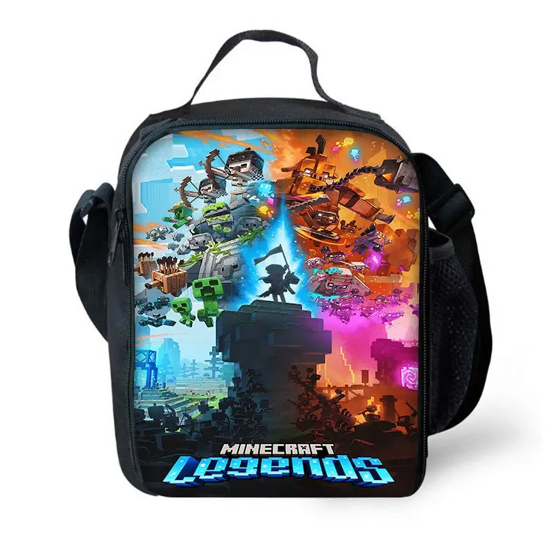 Child School Backpack Game Mine World M-MINE-CRAFTES with Lunch Bags ,Pencil Bags ,School Bags for Boys Girls Best Gift