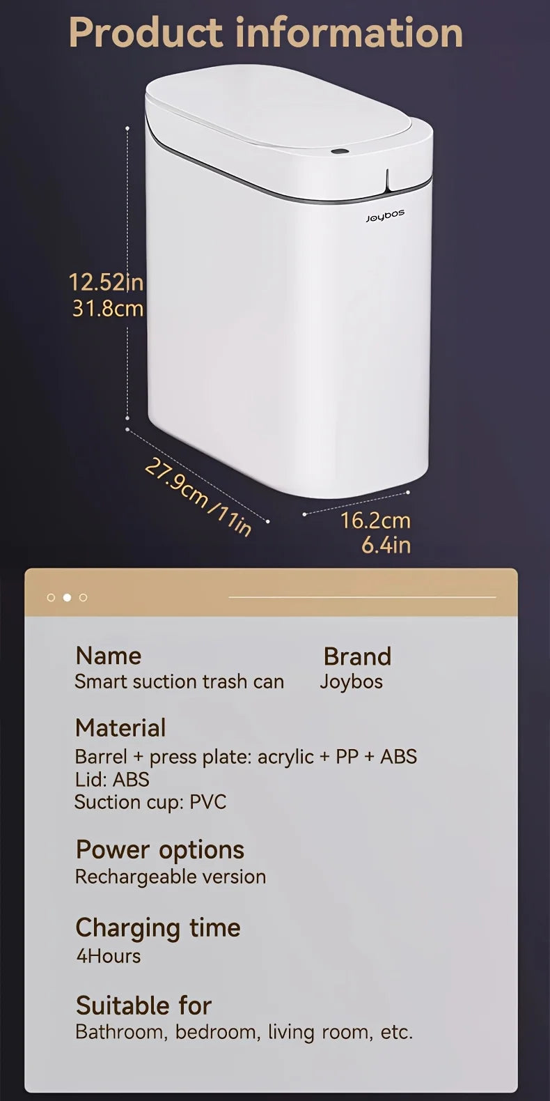 Smart Sensor Garbage Bathroom Trash Can Automatic Adsorption Bag Household Toilet Induction Waterproof Garbage Can Home Supplies