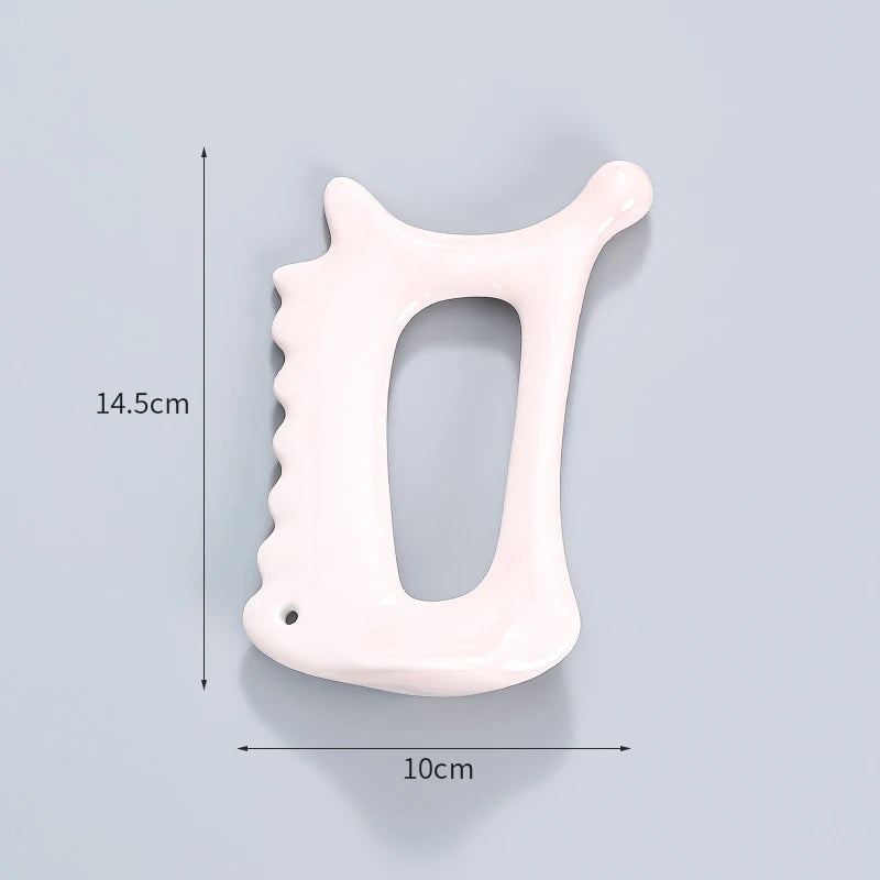White Ceramic Scraping Board Facial Guasha Handheld Full Body Universal Type Acupoint Massager Lymphatic Drainage Massager