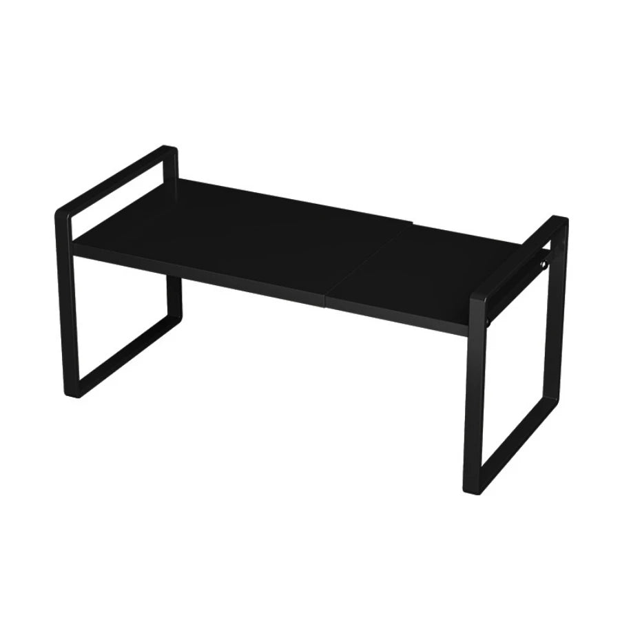 Kitchen cabinet multi-level shelf storage rack, seasoning storage rack, expandable home storage space, heavy-duty metal black