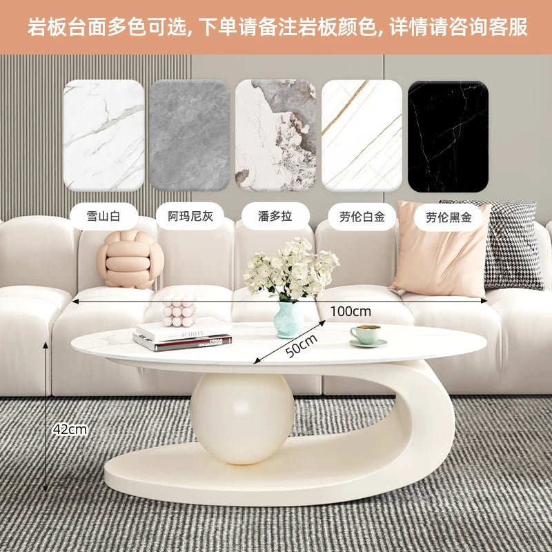 Aesthetic Oval Clear Coffee Tables Modern Design Metal Hotel White Nordic Coffee Table Living Room Low Mesa Furniture For Home