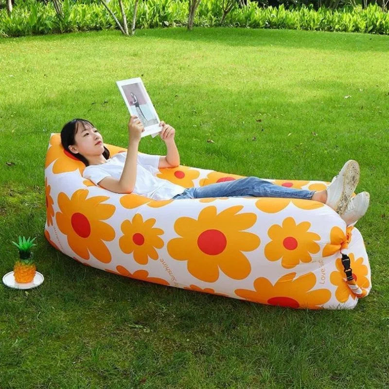 New style lazy inflatable sofa, outdoor beach sleeping bag, inflatable bed, convenient air sofa for camping, picnic, and outing
