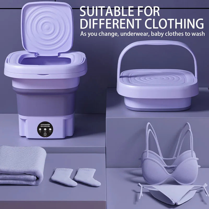 8L Small Folding Washing Machine Student Dormitory Underwear Socks Mini Cleaning Machine Portable Laundry Bucket Washing Machine
