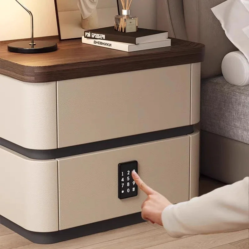 Smart Bedside Table Side With Combination Lock Deluxe Bedside Table Locker Safe Box Cabinet Nightstands Home Bedroom Furniture