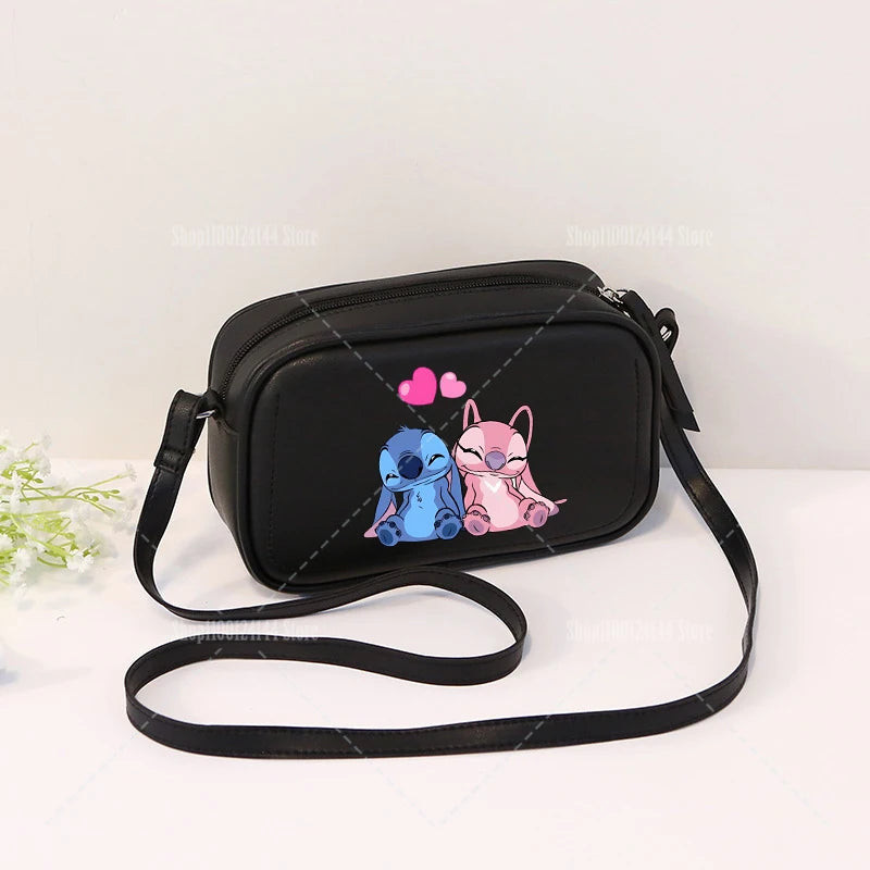 Lilo & Stitch Women Crossbody Zipper Mobile Phone Shoulder Bag Female Handbag Cartoon Multifunction Small Bag Lady Purse Gift