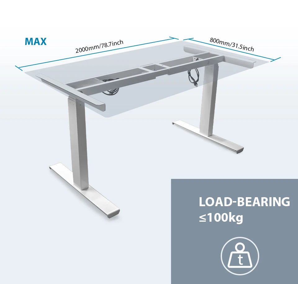 Black or White Electric Stand Up Desk Two/Three Sections Electric Dual Motor Height Adjustable Table Lifting Desk Frame