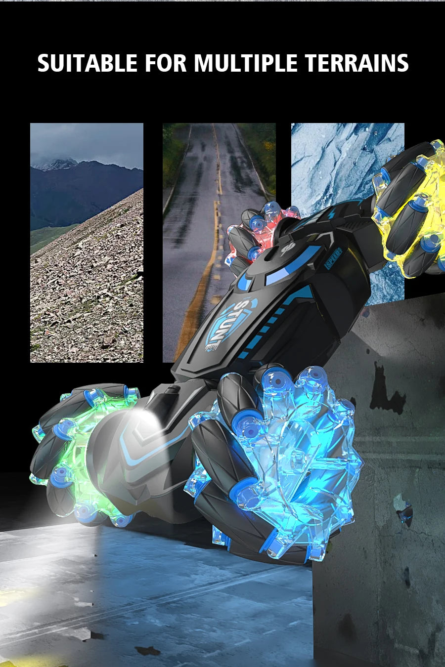 4WD RC stunt car rotation drift 2.4G wireless remote control car children's and boys sound and light toy car