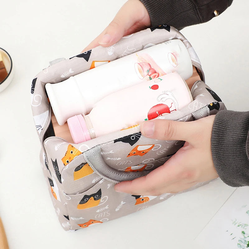1PC Portable Lunch Bags Thermal Insulation Lunch Box Storage Bag Children's School Lunch Box Bag Picnic Storage Large Capacity