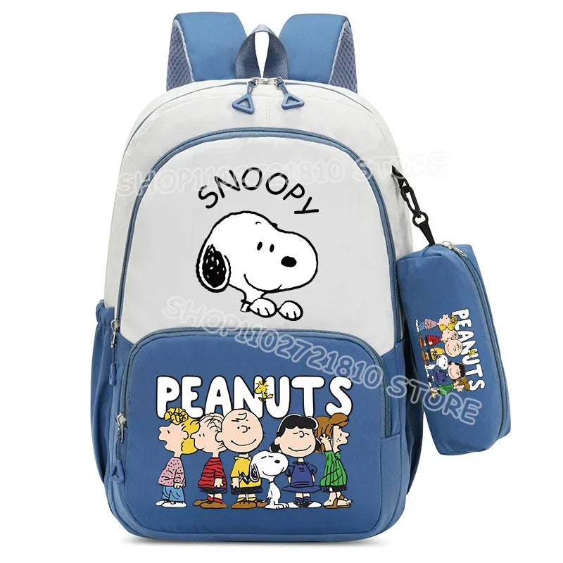 2pcs Snoopy School Bag Boys Girls Large Capacity Water-repellent Student Backpacks High Value Cute Cartoon Print Bookpack Gift