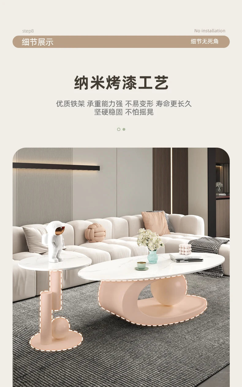 Aesthetic Oval Clear Coffee Tables Modern Design Metal Hotel White Nordic Coffee Table Living Room Low Mesa Furniture For Home