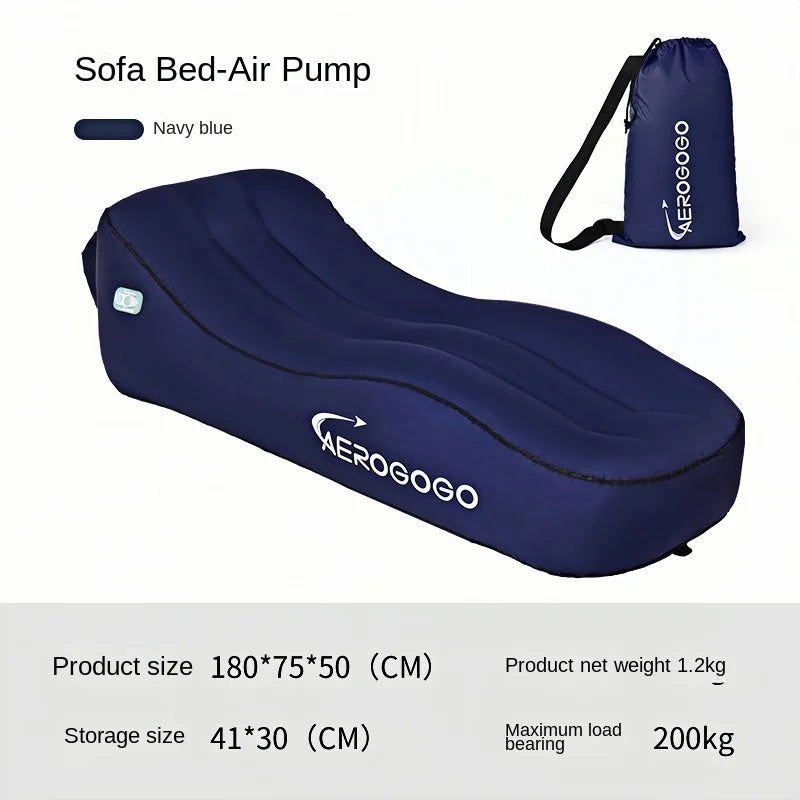 One Click Self Inflating Lazy Sofa Portable Inflatable Sofa Lounge Chair, Beach Camping Leisure Wave Sofa Chair, Rechargeable