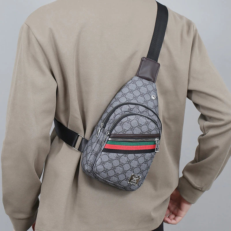 Men's Multifunction Messenger Bag Shoulder Cloth Chest Bags Crossbody Casual Handbag with Earphone Hole