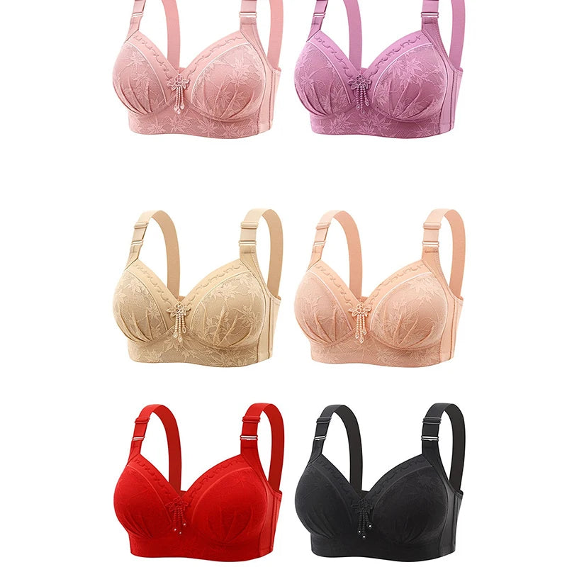 New Lace Printed Oversized Pregnant Women's Breastfeeding Underwear Comfortable Without Steel Ring Gathering Anti Sagging Bra