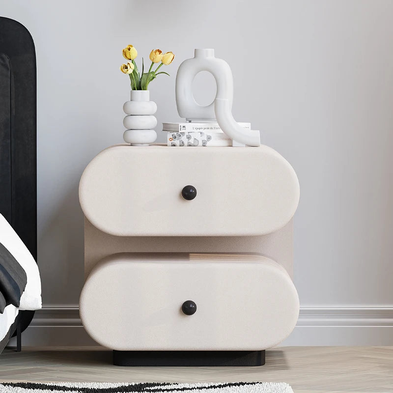 Cream Style Bedside Tables Creative Trendy Space Saving Nightstands Modern Luxury Aesthetic Mesitas De Noche Bedroom Furniture