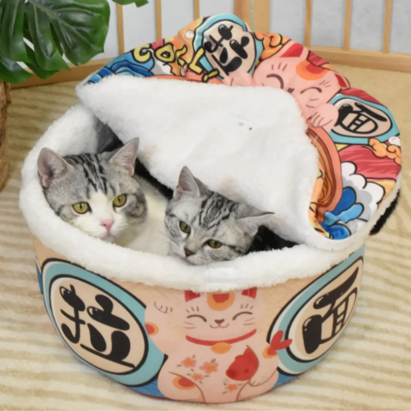 Pet Dog Cat House Kennel Super Large Instant Noodle Warm Dog Cat Nest Beds Cushion Cup Cozy Nest