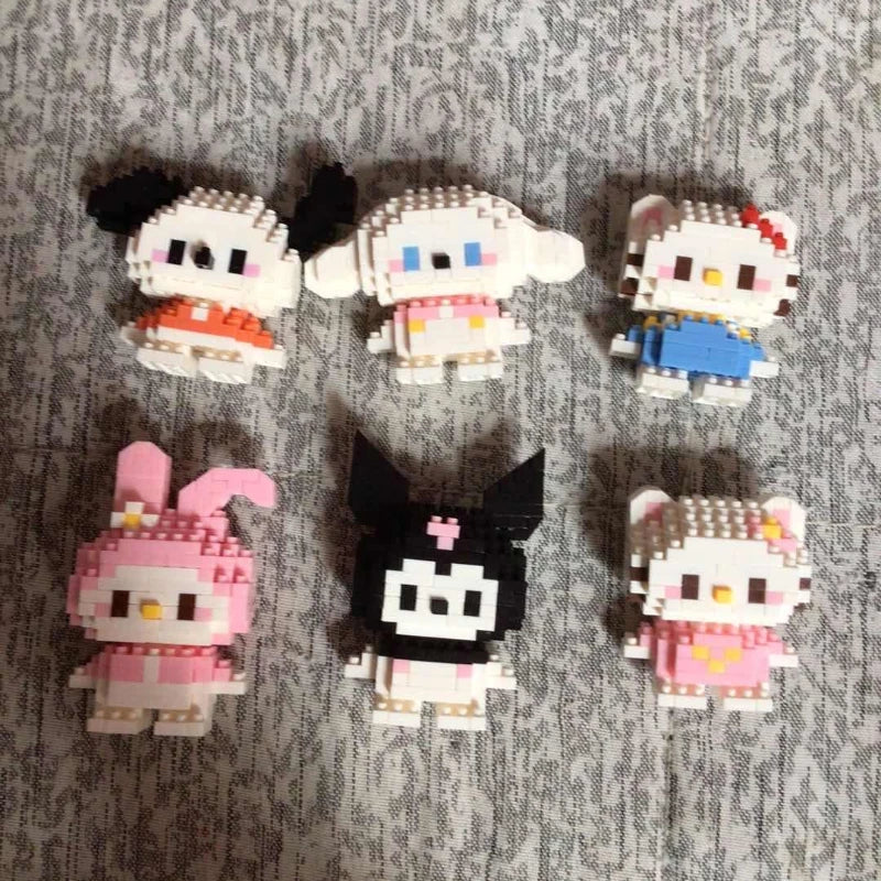Disney 108 Style Stitch LinaBell Hello Kitty Building Blocks Princess Cartoon Figrues Bricks Children's Assembly Toys Model Gift