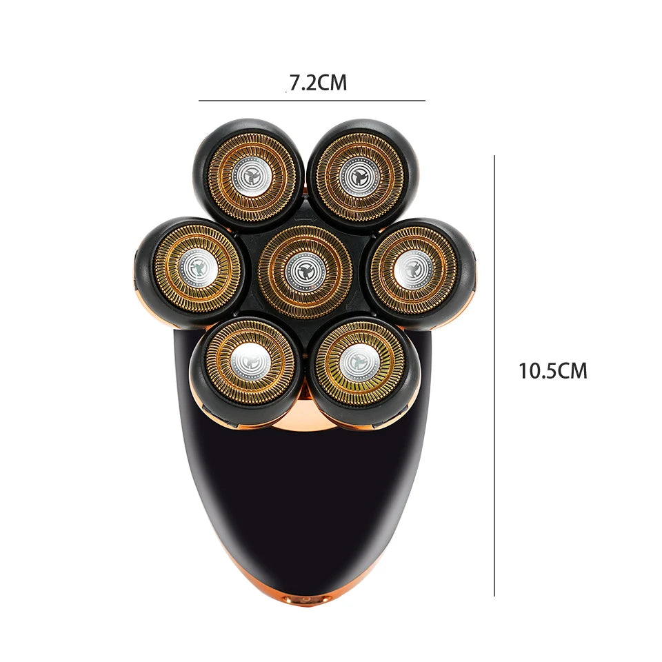 Men 7D Floating Men Electric Shaver Wet Dry Beard Hair Trimmer Electric Razor Rechargeable Bald Head Shaving Machine LCD Display