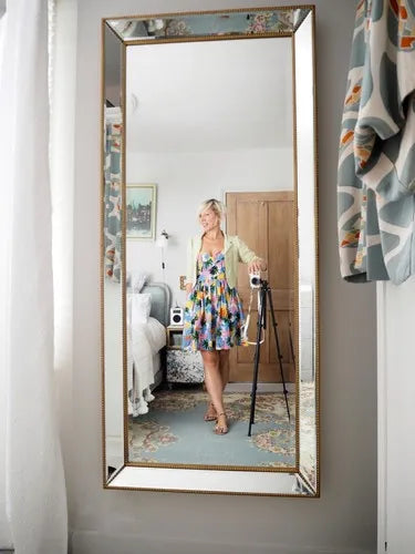 Full Length French Style Mirror Decoration Wall Living Room Aesthetic Mirror Luxury Vintage Floor Standing Espelho Accessories