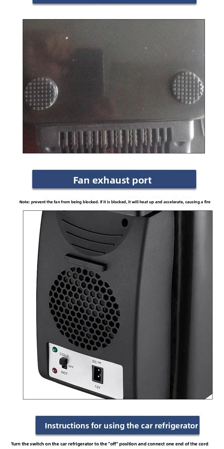 6L Portable Car Refrigerator Semiconductor Cooler Warmer 2in1 Dual Use for Vehicle