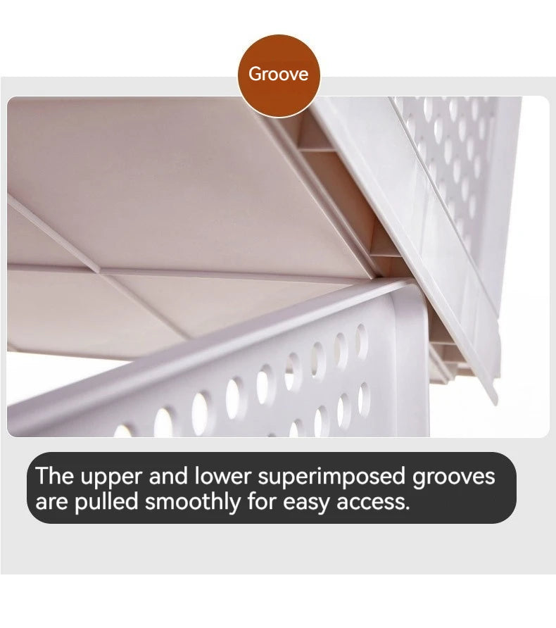 6 Pack Folding Closet Organizers Storage Box, Stackable Plastic Storage Basket, Closet Organizers and Storage Drawer Shelf Stora