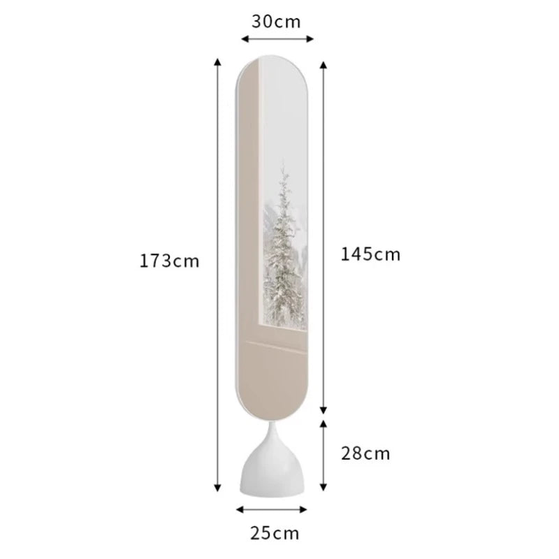 Dressing Mirror Full Body Nordic Household Movable Floor-standing Light Luxury Living Room Rotary Celebrity Explosion Proof Full