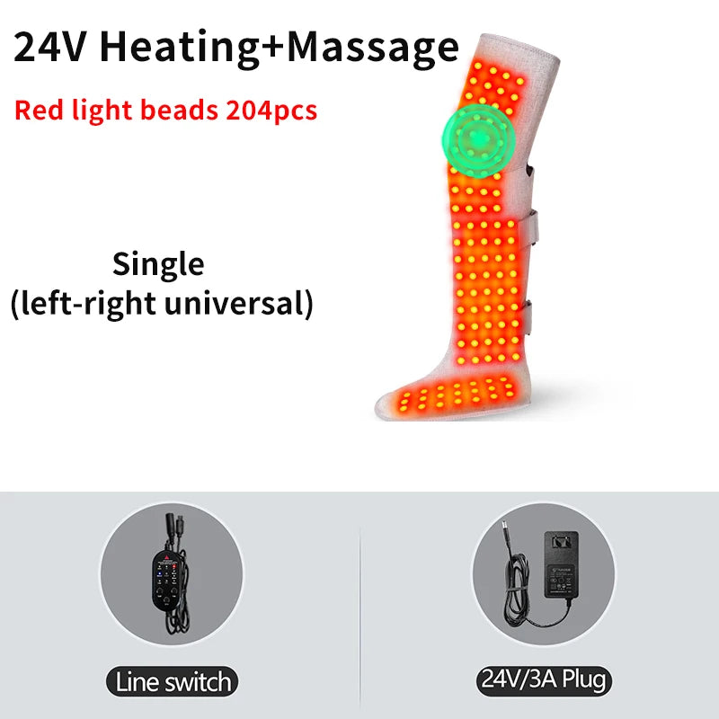 Red Light Therapy Heating Leg & Foot Wrap Electric Heating Knee Brace - Relieve Cold Leg Arthritis Pain with 3-Zone Heat Warm
