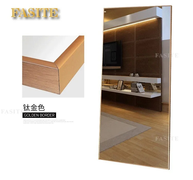 Full body floor full-length mirror clear narrow frame wall hanging fitting mirror living room bedroom clothing store household