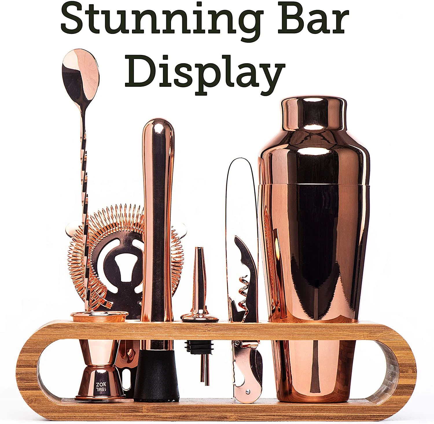 Cocktail Bar set Mixology Bartender Kit: 10-Piece Bar Tool Set with Stylish Bamboo Stand