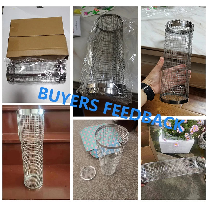 Rolling Bbq Basket- Greatest Grilling Basket Ever, Round Stainless Steel Grill Mesh, Camping Barbecue Rack For Vegetables,Fish