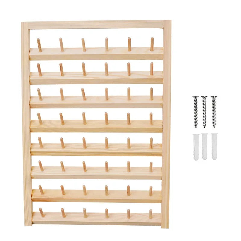 DIY Home Spindle Rack Wall Hanging Wooden Spool Sewing Thread Rack Storage Rack Hair Accessories Wig Display Organizer