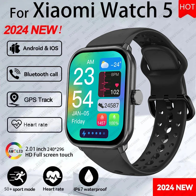 For Xiaomi Watch 5 Global Version Men Women HD AMOLED Display Heart Rate Bluetooth Call GPS Track Waterproof Sports Smart Watch