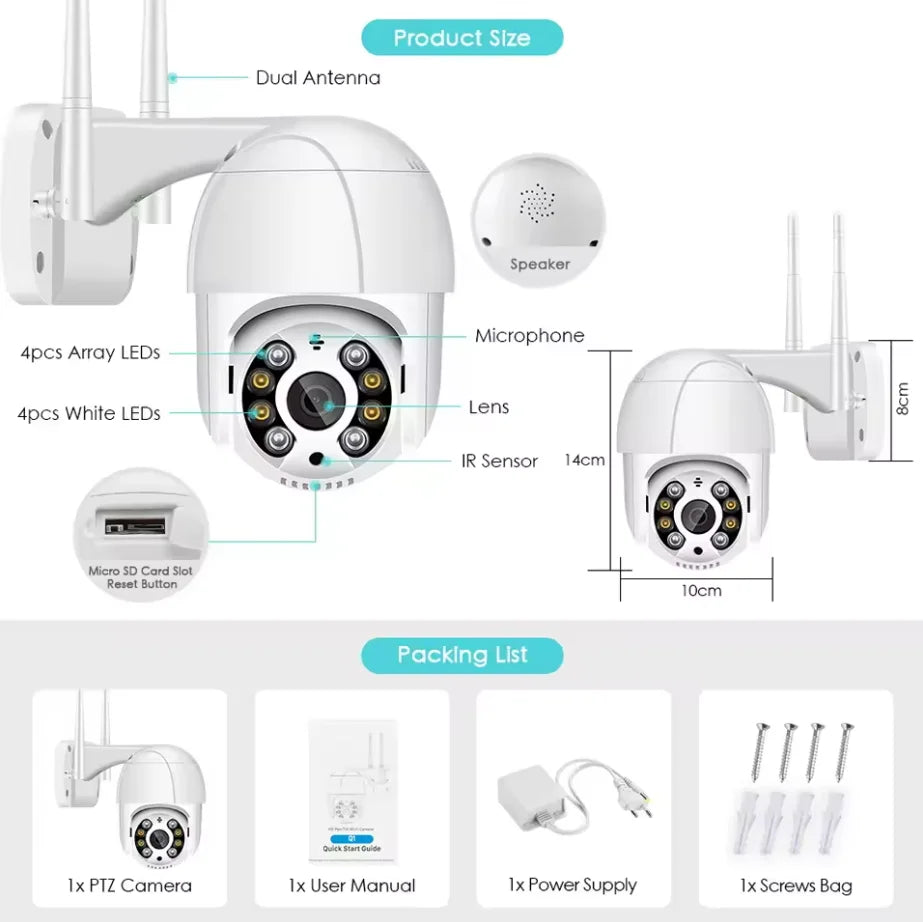 8MP 4K IP Camera 5MP Speed Dome Auto Tracking Camera Smart Home Outdoor Wireless WIFI Camera Surveillance Monitor