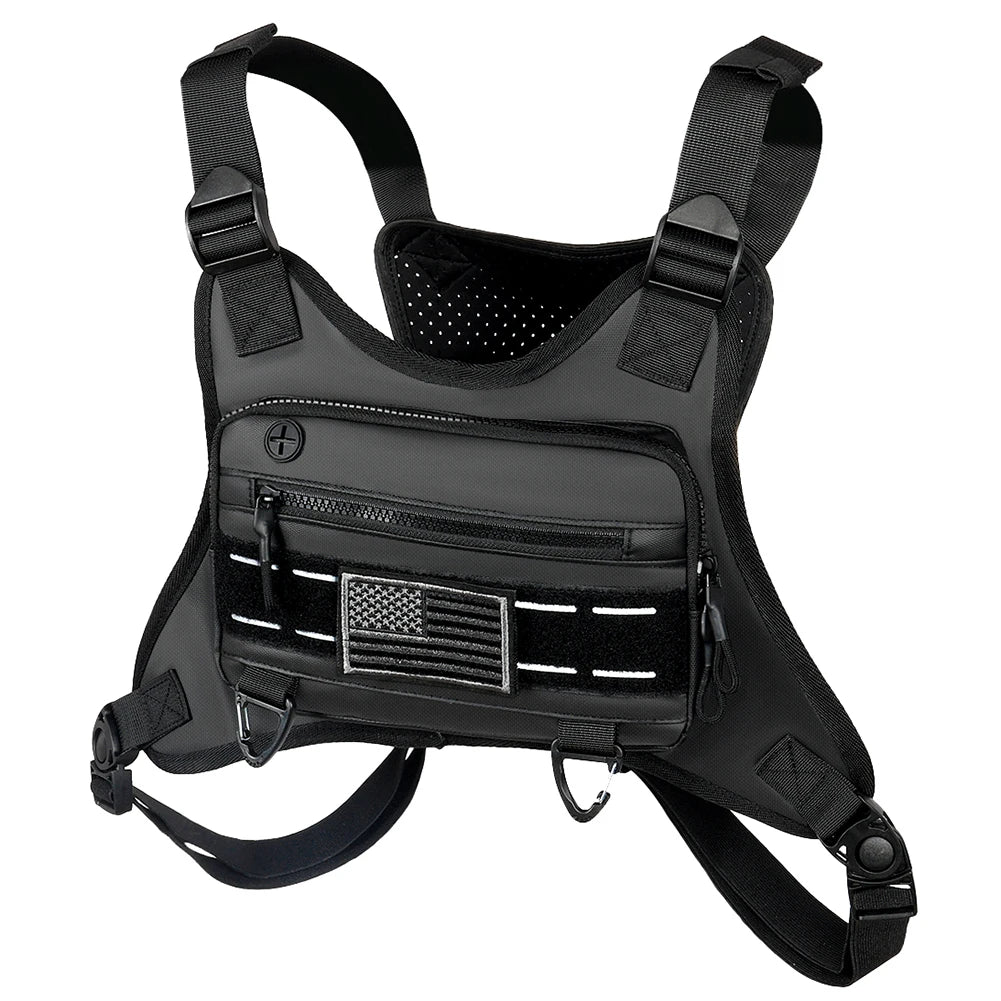 Sports Chest Bag Lightweight Front Chest Pack Running Vest Bag With Pocket Phone Holder Large Capacity Waterproof Tactical Vest