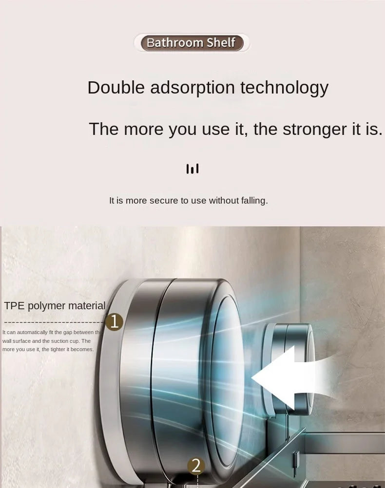 Suction Cup Bathroom Rack Bathroom Shelf Toilet Space Aluminum No Drill Hanging Rack Bathroom Organizer Hang On the Wall