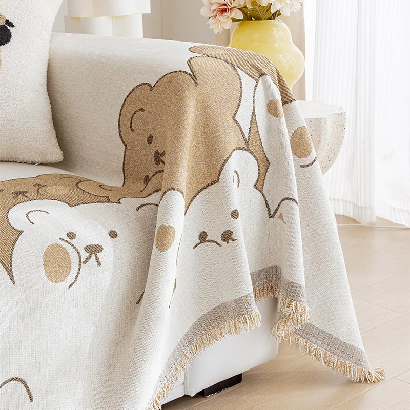 Soft Chenille Sofa Cover Anti-slip Full Coverage Throw Blanket, Nordic Ins Style All-Season Couch Protector