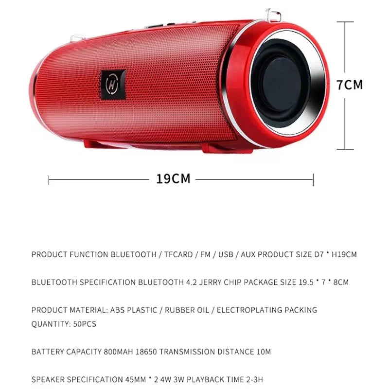 200W Peak Power Portable Bluetooth Speaker IPX7 Waterproof Outdoor HIFI Pillar Subwoofer Stereo Soundbox FM Radio TF Boom Box