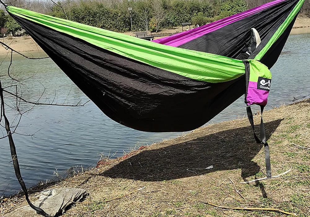 300X200CM Double Person Outdoor Garden Camping Hammock Lightweight Parachute Nylon Travel Hiking Swing Hang Sleeping Bed