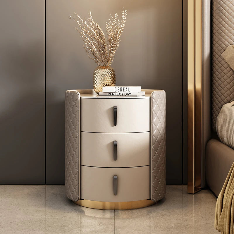 Storage Modern Nightstand Aesthetic Luxury Simple Leather Bedside Table Italian Trendy Muebles Para Cuarto Bedroom Furniture
