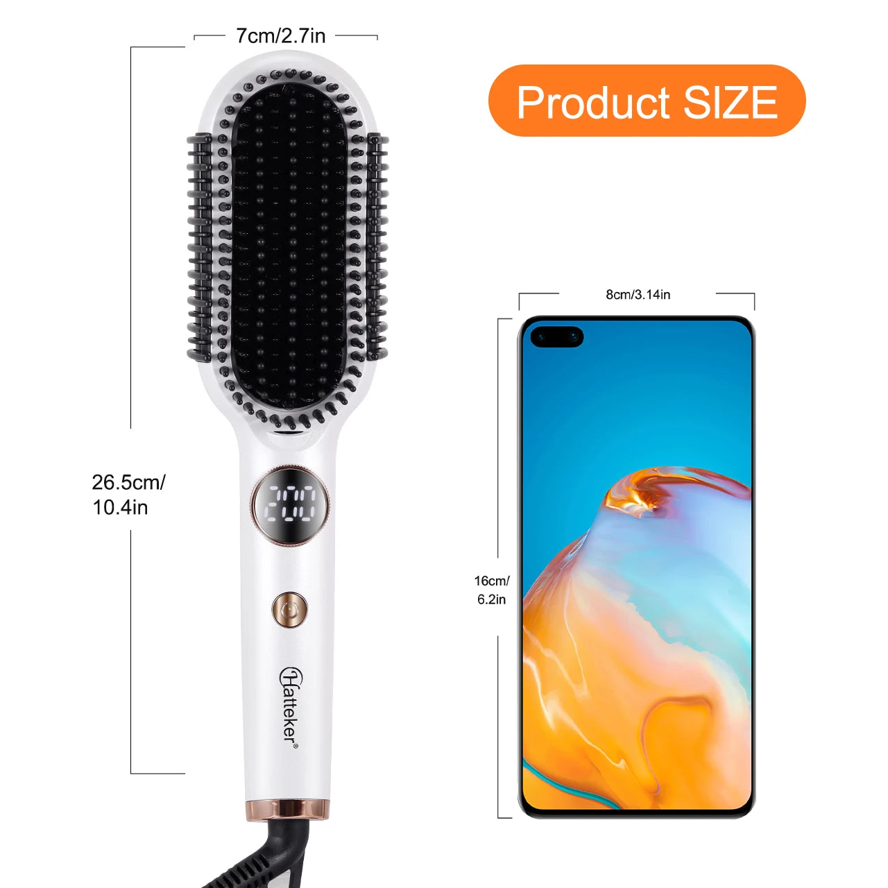 Hatteker Multi-Setting Hair Styling Comb Adjustable Temperature Volumizing Straightening/Curling Brush Hair Straightener Comb