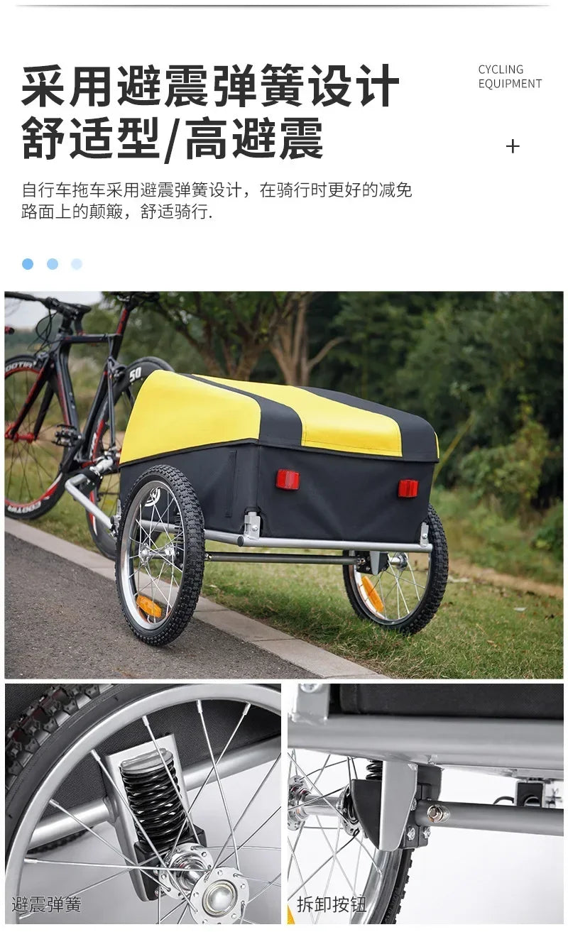 Pet Carrier Bicycle Trailer Outdoor Camping Foldable Load Pull Pet Trailer Hanging Small Pull Truck After Riding Travel Stroller