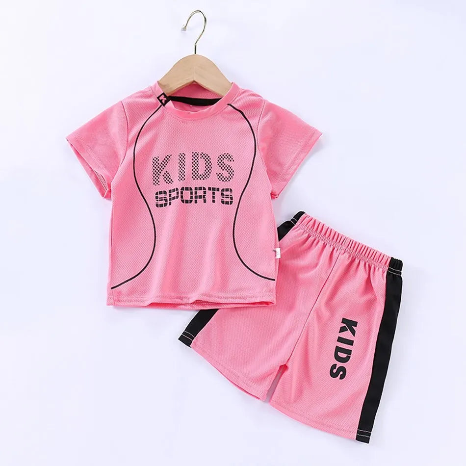 Children Summer Short Sleeve Football Basketball Suit Clothing Set Boy Girl Jersey Quick Drying Breathable Kids Sports Wear