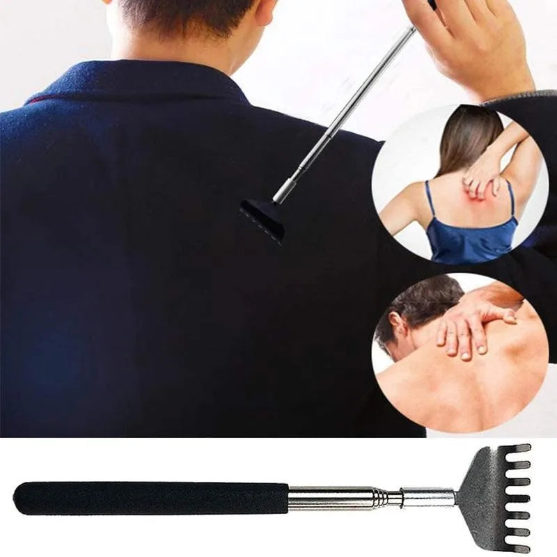 Telescopic Back Scratcher Scratching Backscratcher Massager Metal Stainless Steel Tool with Carrying Bag