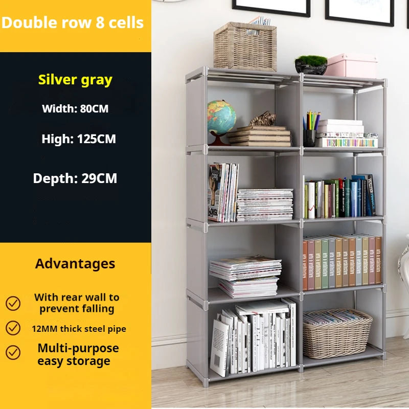 Bookshelf Simple Storage Locker Living Room Cabinets Easy Assembly Bookcase Multi-layer Metal Storage Rack 수납가구 이동식 수납장