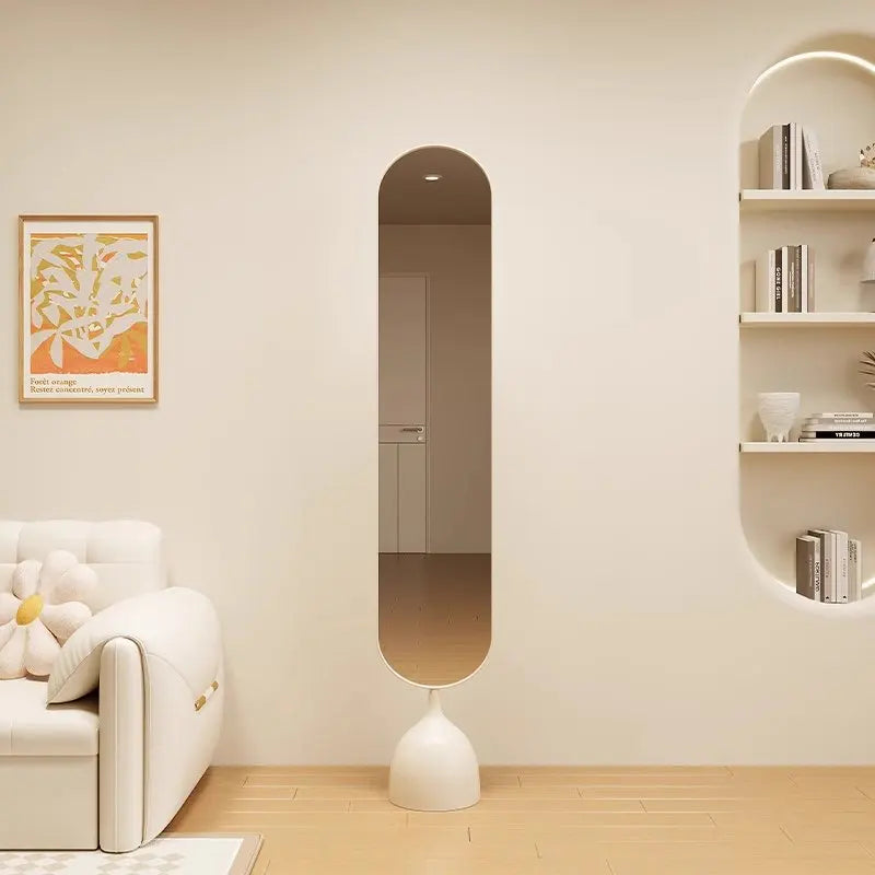 Dressing Mirror Full Body Nordic Household Movable Floor-standing Light Luxury Living Room Rotary Celebrity Explosion Proof Full