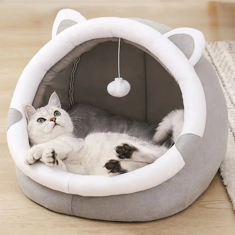 Pet Tent Cave Bed for Cats Small Dogs Self-Warming Cat Tent Bed Cat Hut Comfortable Pet Sleeping Bed Foldable Removable Washable