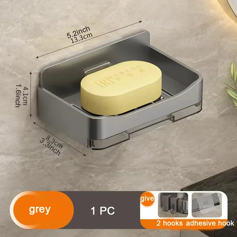 Bathroom Soap Holder Free-Punching Wall Mounted Soap Sponge Holder Organizer Double drainage Soap Dish Bathroom accessories