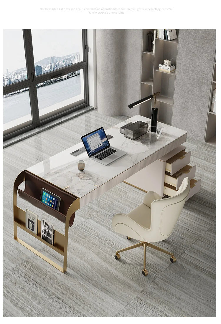 Nordic office desk with cabinets Modern high-end luxury countertop computer desk Elegant Design mesa para computador furniture