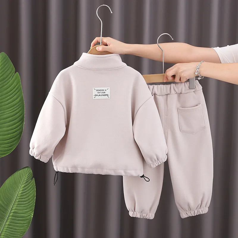 IYEAL Children's Baby Clothing Sets Winter Fleece Casual 2 PCS Kids Sets Sport Suit for Baby Girls Boys Clothes Coat+Pants 1-6 Y