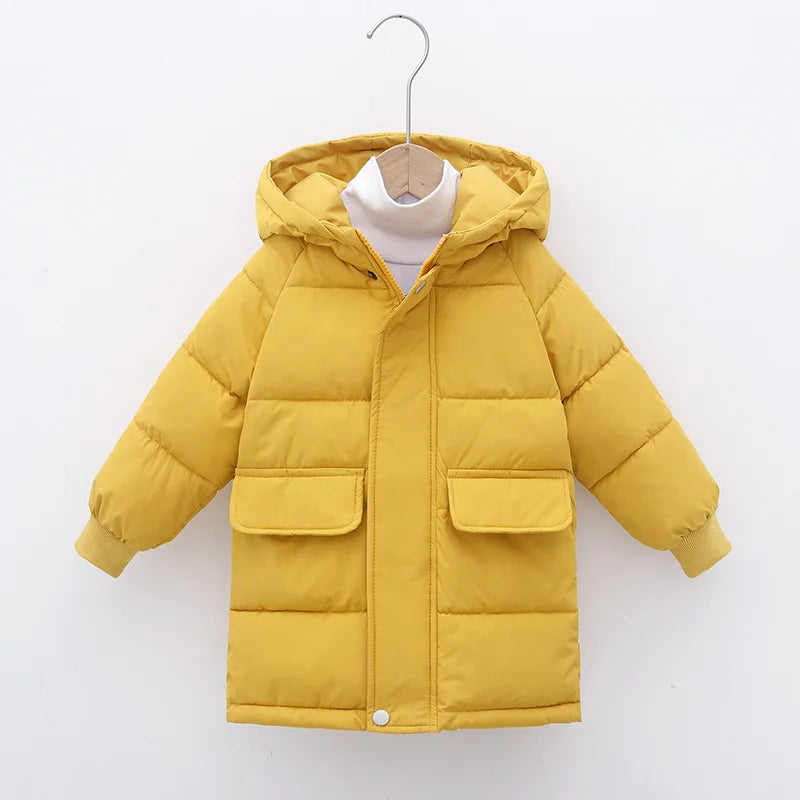 Kids Down Long Outerwear Winter Autumn Big Children Thicken Warm Cotton Clothes Boys Girls Padded Parka Coats Teen Jacket 3-10Y